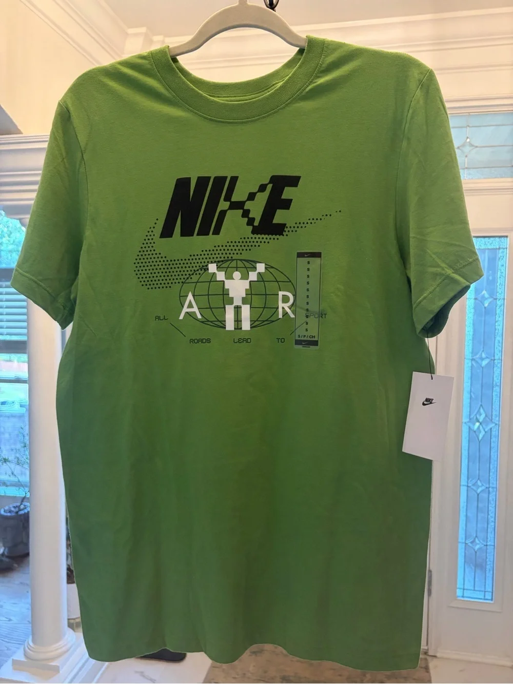 Nike Green Tee with White Swoosh and Text
